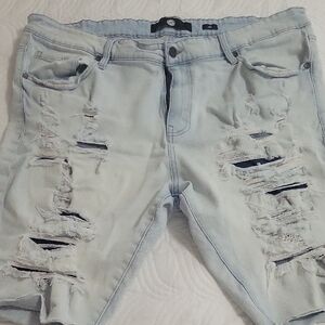 Jordan Craig Light Blue Distressed Jean Shorts